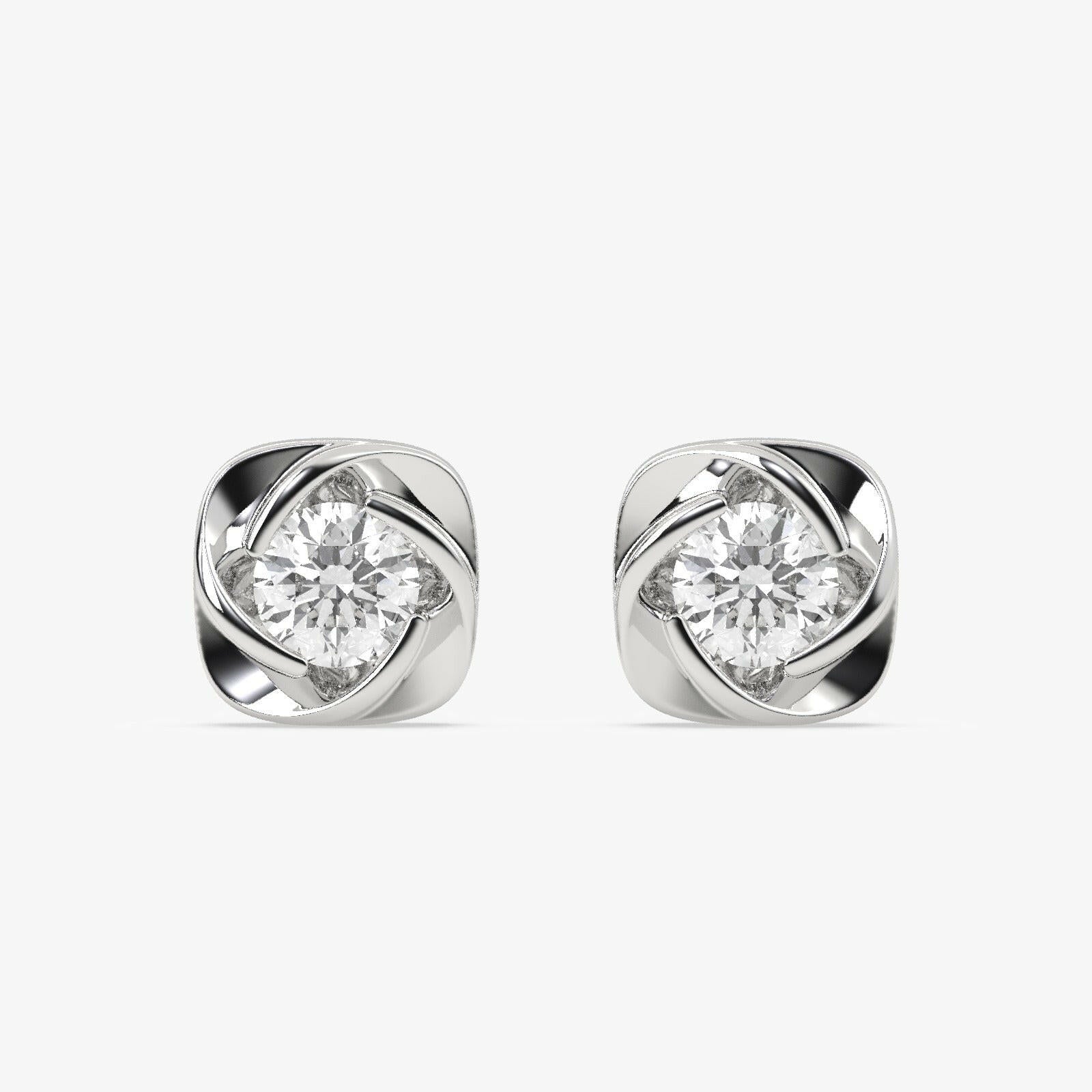 14K Gold Studded TW 1.8 Carat F Color VS1 Clarity Lab Grown Diamond Studs.